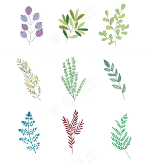 手绘春天的树枝矢量图,免抠元素