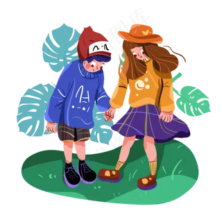 儿童节玩耍的小孩手绘png免抠