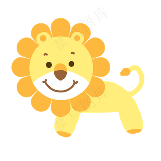 卡通动物黄色小狮子,免抠元素