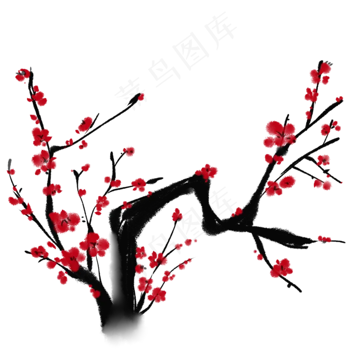 水墨梅花梅花枝(2150X2150(DPI:299))psd模版下载