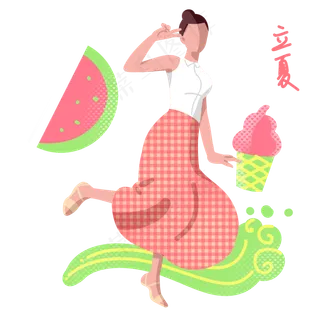 立夏可爱人物冷饮