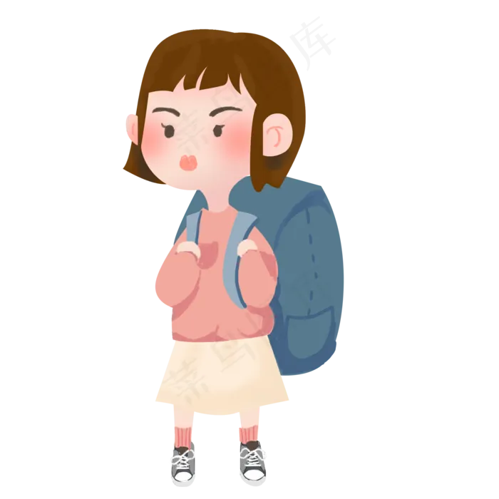 开学季卡通小女孩(2000X2000(DPI:300))psd模版下载