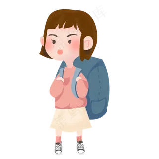 开学季卡通小女孩