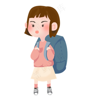 开学季卡通小女孩