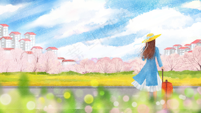 美丽的女孩五一出游(2880X1620(DPI:300))psd模版下载