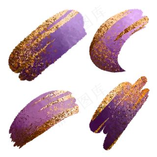 金箔装饰紫色水彩色块,免抠元素