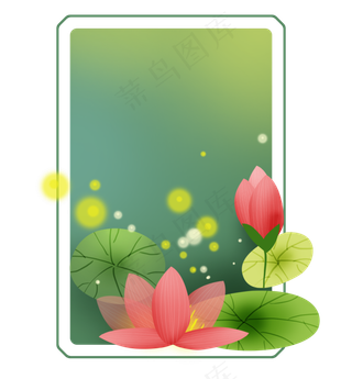 荷花莲叶绿色文字框