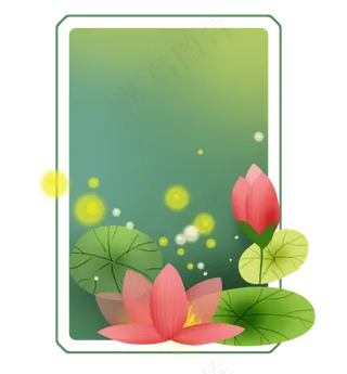 荷花莲叶绿色文字框