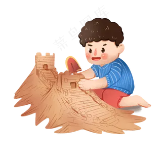 卡通人物沙滩堆沙沙雕