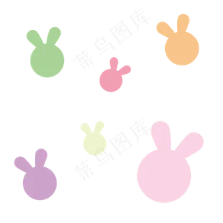 矢量纯色糖果色漂浮小兔头元素,免抠元素