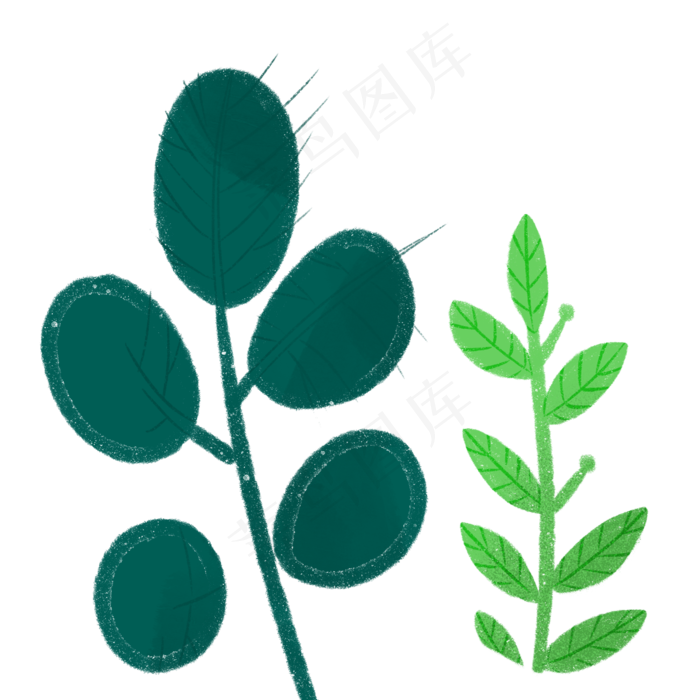 卡通的绿色枝叶植物