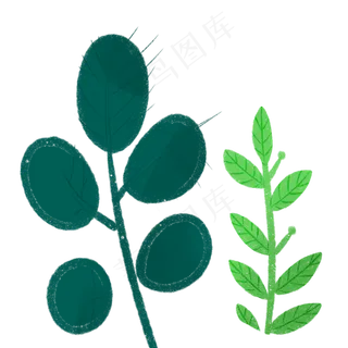 卡通的绿色枝叶植物