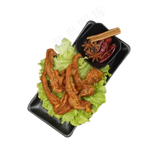 烧烤鸡腿和青菜免抠图