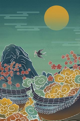 中国风春天燕子归来