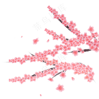 桃花手绘落花唯美中国风手账元素,免抠元素