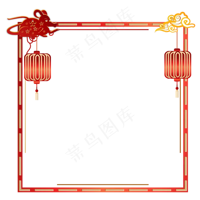 2020年春节新年剪纸边框,免抠元素(2000*2000px 300 dpi )ai矢量模版下载