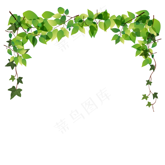 通用节日绿色卡通风活动促销绿叶,免抠元素