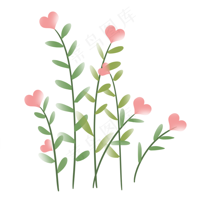 爱心植物花束母亲节装饰(2362X2362(DPI:300))psd模版下载