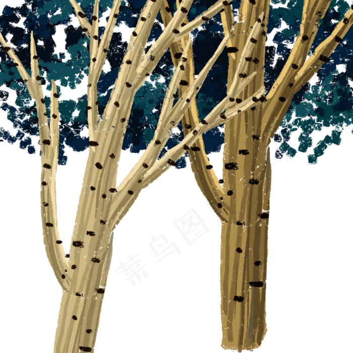 卡通春天茂盛大树下载