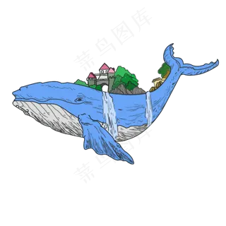 鲸鱼房子植物大鲸鱼山水美景