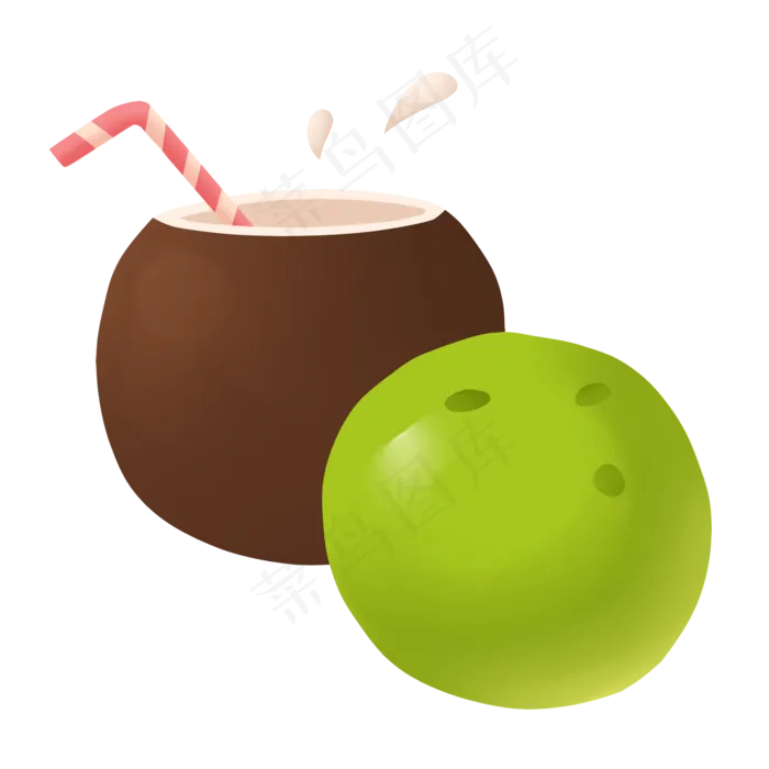 夏季热带水果椰子(2000X2000(DPI:300))psd模版下载