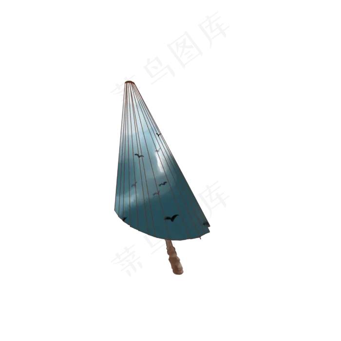 墨蓝色收起古风雨伞(3000X3000(DPI:300))psd模版下载
