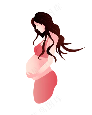 母亲节彩色卡通手绘孕妇