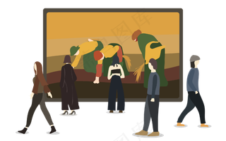 美术馆博物馆文艺复兴古典名画展,免抠元素