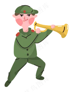 八一建军节吹响小号的军人