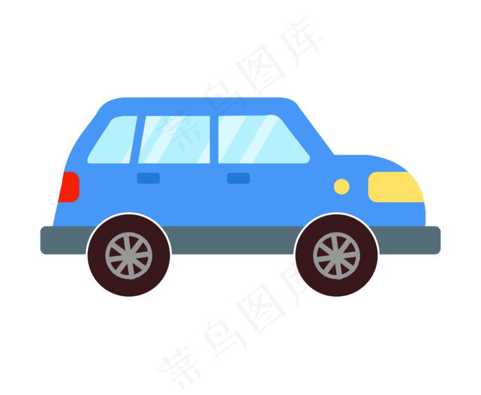 卡通蓝色汽车插画,免抠元素