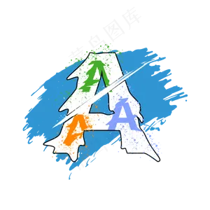 创意涂鸦白色psd字母A