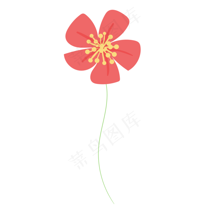 一朵盛开的红色花朵,免抠元素
