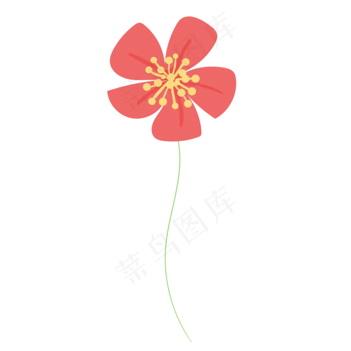 一朵盛开的红色花朵,免抠元素(2000*2000px 300 dpi )ai矢量模版下载