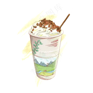 仿真写实类冷饮水彩