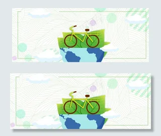 绿色出行卡通简约手绘绿色banner
