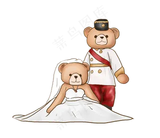 520手绘一对情侣熊