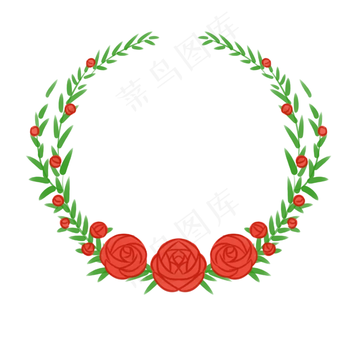 红色玫瑰花环插图(4000X4000(DPI:300))psd模版下载