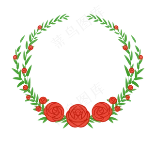 红色玫瑰花环插图