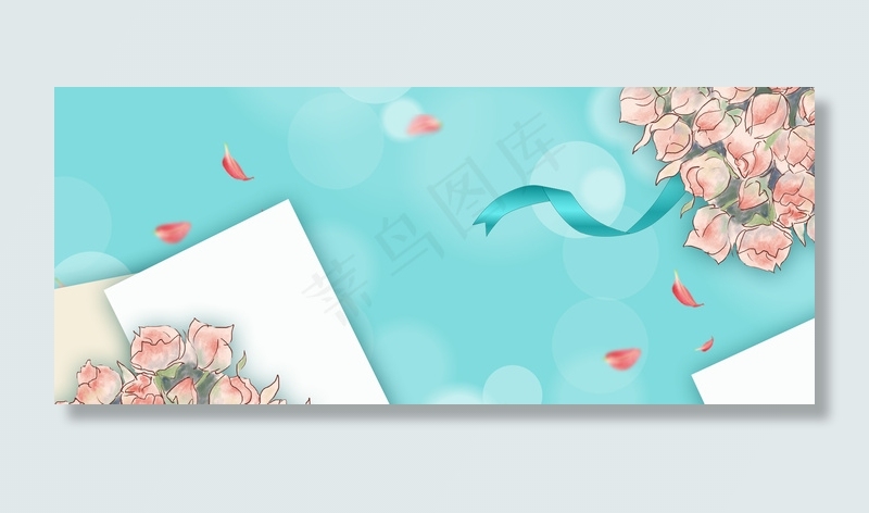简约小清新蓝色玫瑰520网络情人节背景