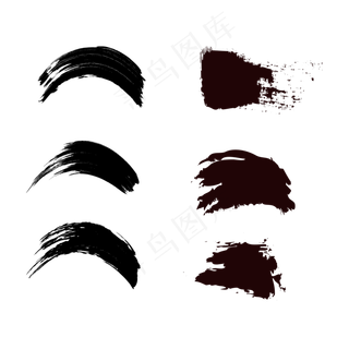 矢量黑色毛笔水墨笔画