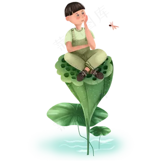 暑假夏日夏季荷叶