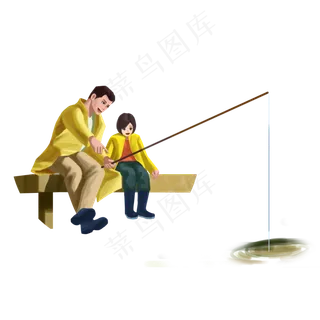 父亲节父亲陪女儿钓鱼