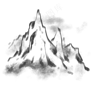 水墨风格中国风传统山雾气黑白水