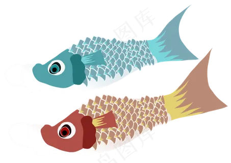 青红色鲤鱼旗图案免费下载