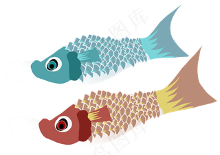 青红色鲤鱼旗图案免费下载