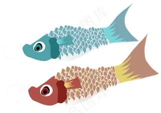 青红色鲤鱼旗图案免费下载