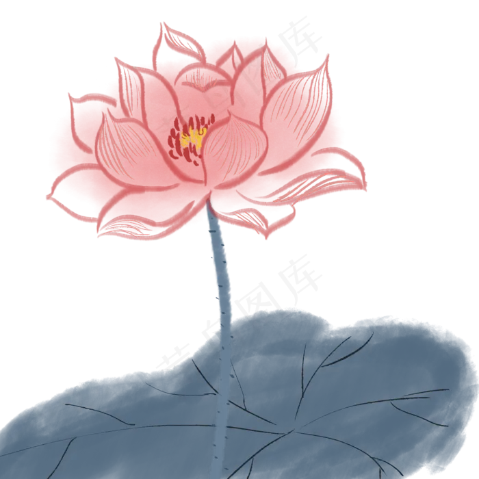 粉色荷花植物(2000X2000(DPI:300))psd模版下载