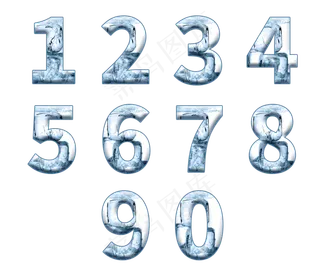 冰块阿拉伯数字艺术字