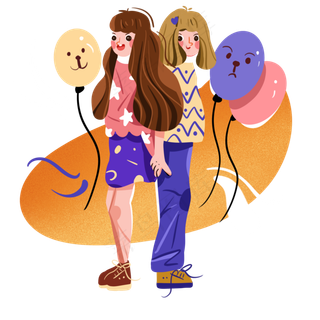 儿童节准备去放飞气球的小姐妹手