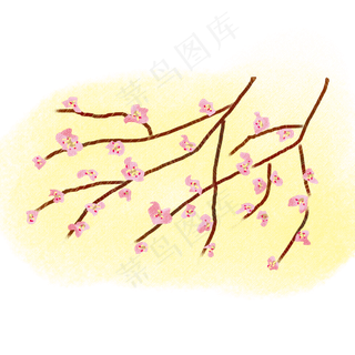 粉色樱花树枝PNG图片